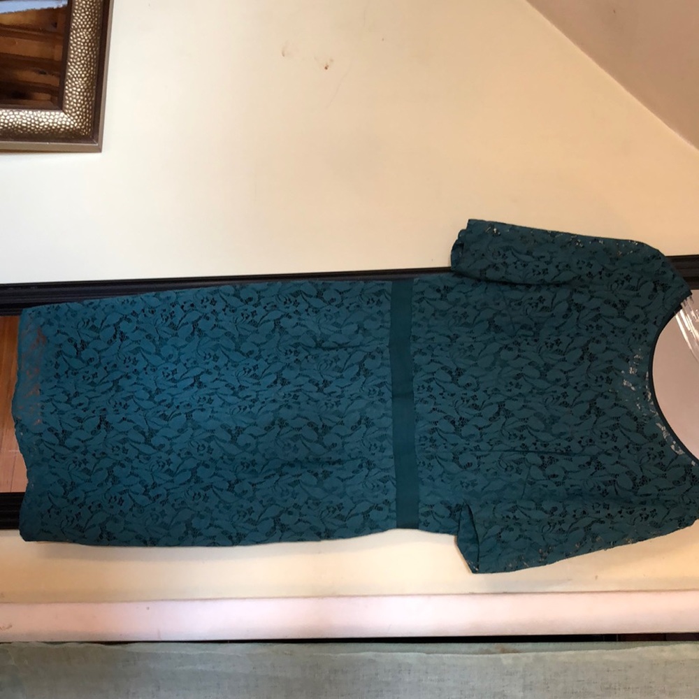 A forest green dress.